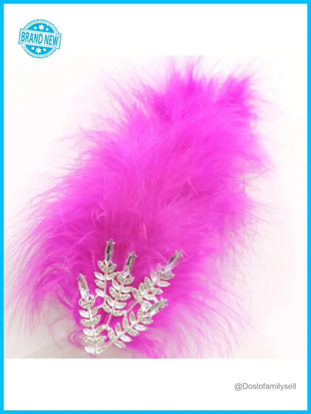 Vintage Feather Headpiece Hair Clip Fascinator with Rhinestone Embellishments